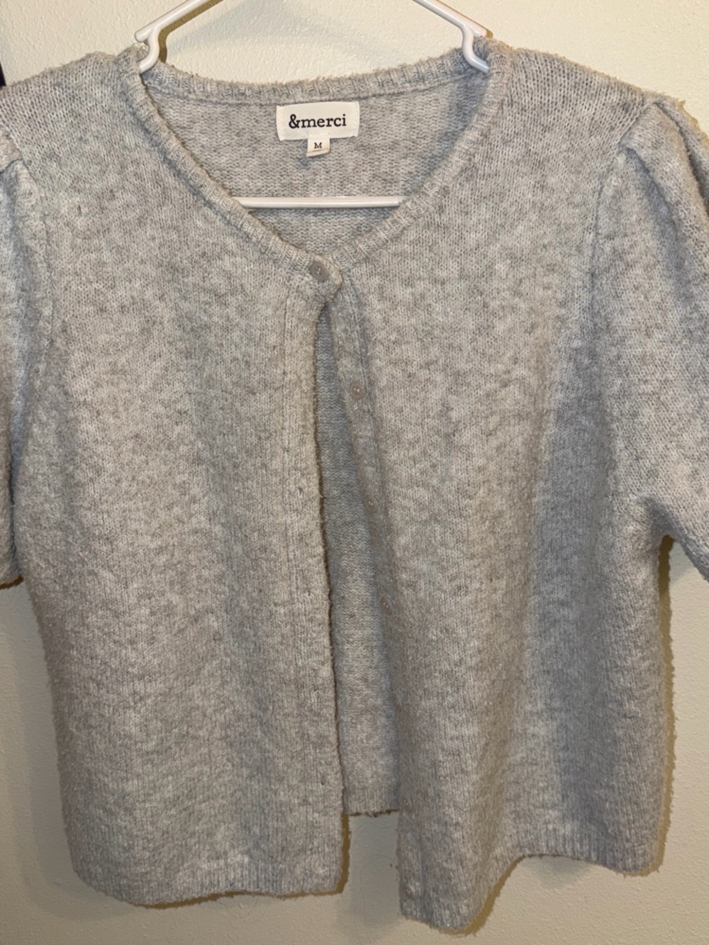 &merci Soft Heather Gray Short-Sleeve Knit Cardigan